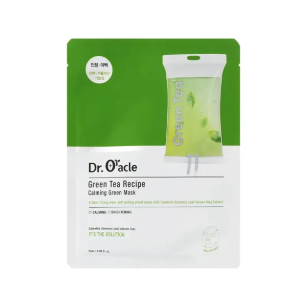 DR.ORACLE Green Tea Recipe Raminamoji Lakštinė Veido Kaukė su Žaliąja Arbata, 25 ml