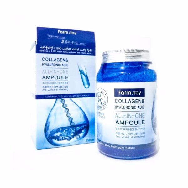 FarmStay Collagen & Hyaluronic Acid All-In-One Ampulė su Kolagenu ir Hialurono Rūgštimi, 250 ml