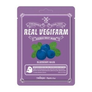 FORTHESKIN Super Food Real Vegifarm Double Shot Mask Blueberry Lakštinė Veido Kaukė su Mėlynių Ekstraktu, 23 ml