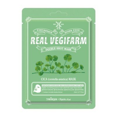 FORTHESKIN Super Food Real Vegifarm Double Shot Mask Cica Lakštinė Veido Kaukė su Azijine Centele, 23 ml