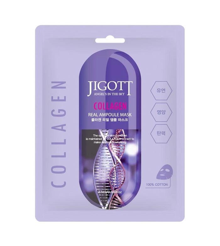 Jigott Collagen Real Ampoule Veido Kaukė su Kolagenu, 27 ml