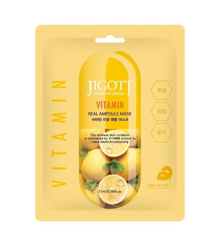 Jigott Vitamin Real Ampoule Veido Kaukė su Vitaminais, 27 ml